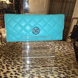 NWT Badgley Mischka Quilted Turquoise Wallet